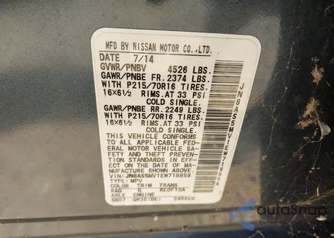 2014 Nissan Rogue Select S from USA, damaged, VIN JN8AS5MV1EW718859